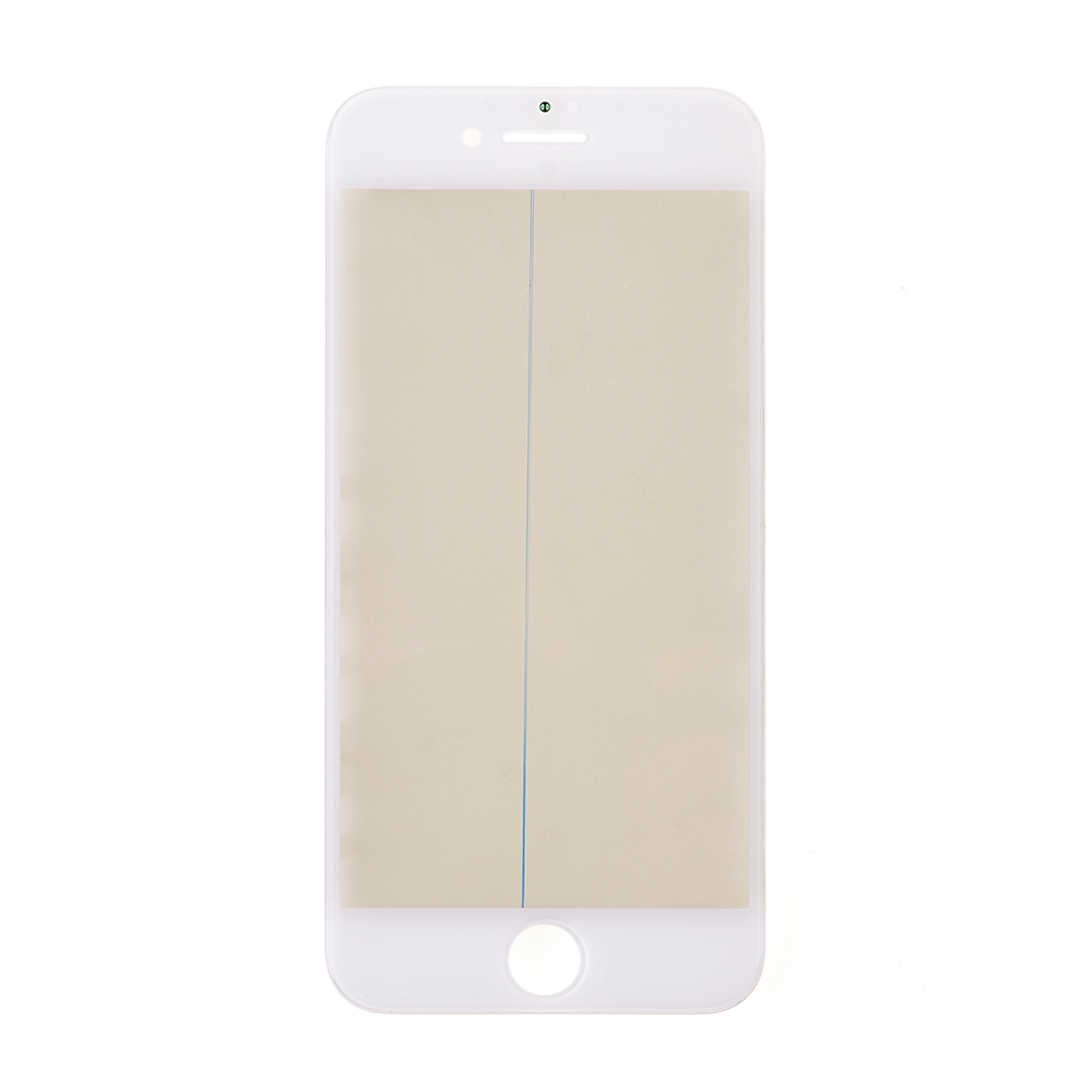 For Apple iPhone 8 Glass Lens with Front Bezel OCA Glue Sheet and Polarizer Film - White - S+