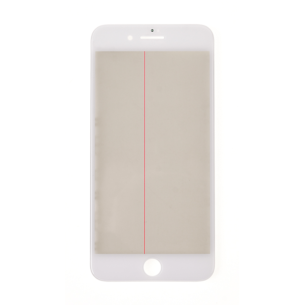 For Apple iPhone 8 Plus Glass Lens with Front Bezel OCA Glue Sheet and Polarizer Film - White - S+