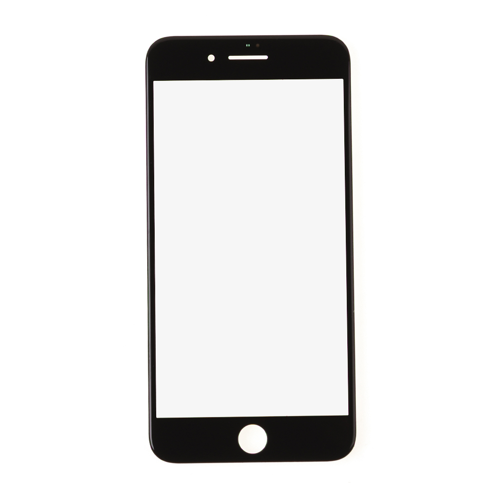 For Apple iPhone 8 Glass Lens With Front Bezel and OCA Glue sheet - Black - S+ Grade