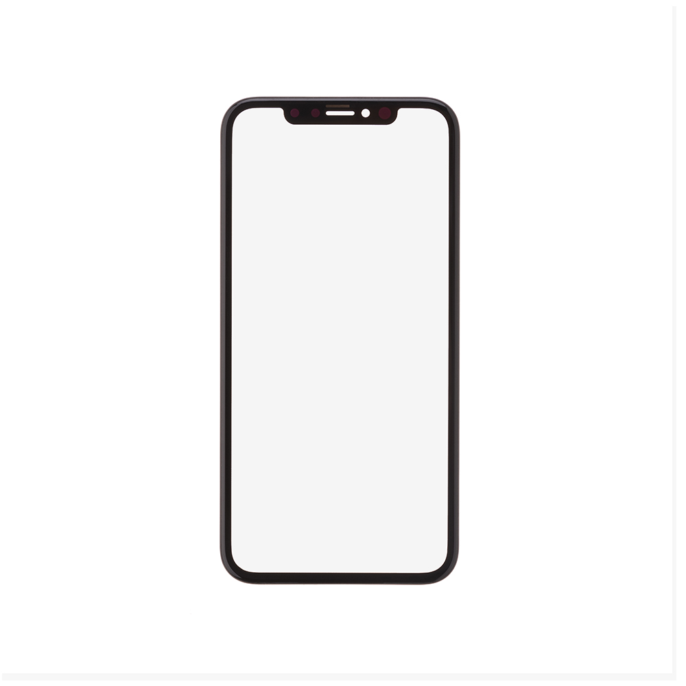 For Apple iPhone XR Glass Lens with Front Bezel and OCA - Black - S+